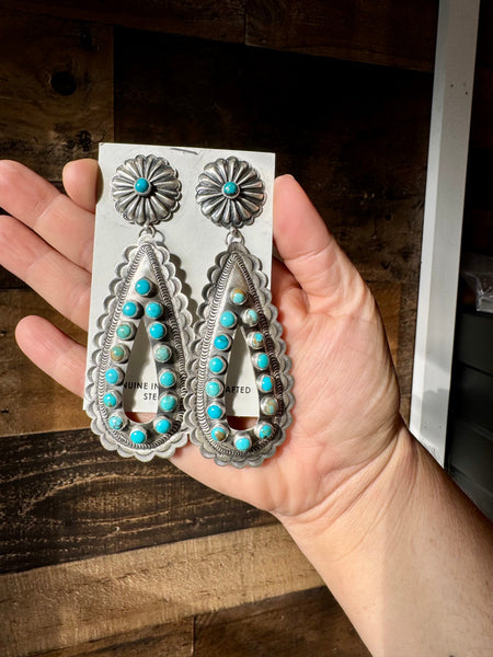 Turquoise Concho Teardrop Earrings