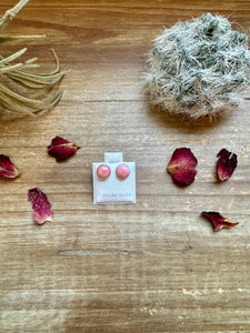 Round Pink Concho Stud Earrings