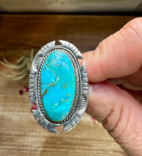 Kingman Turquoise Oval Ring -Size 8