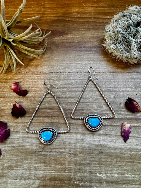 Triangle Sterling Silver and Turquoise Dangle Earrings