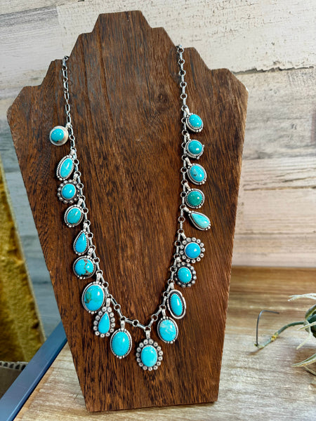 Kingman Turquoise Charm Style Necklace