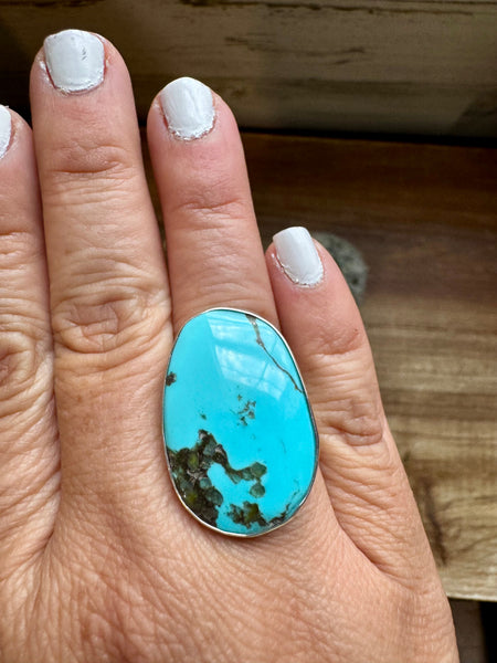 Kingman Turquoise Oval Ring- Adjustable