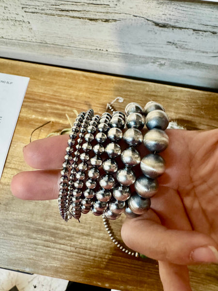 Sterling Silver "Navajo Style" Pearl Bracelet With Clasp – Available in All Sizes