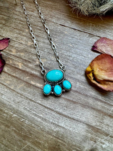 Kingman Turquoise Cluster Necklace (2_