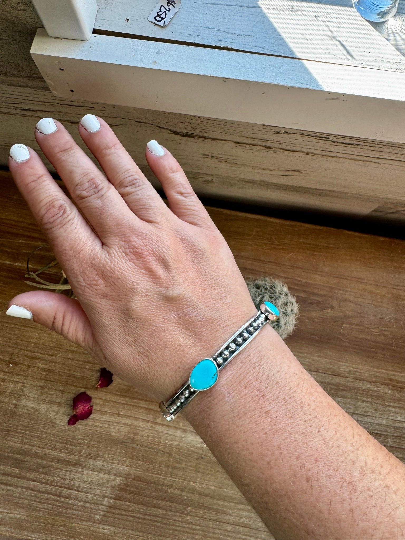 Kingman Turquoise and Sterling Silver Bangle Bracelet