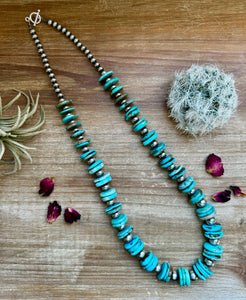 Turquoise and Sterling Silver Necklace-26"