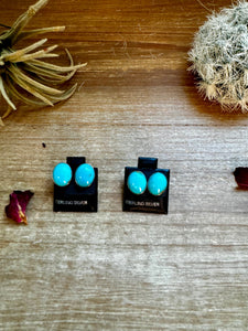 Perfect Blue Turquoise Oval Stud Earrings