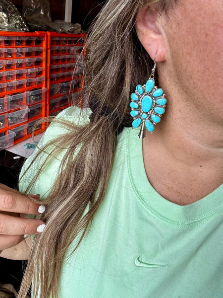 Turquoise Cluster Blossom Earrings