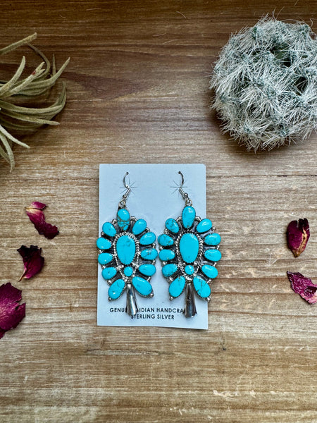 Turquoise Cluster Blossom Earrings