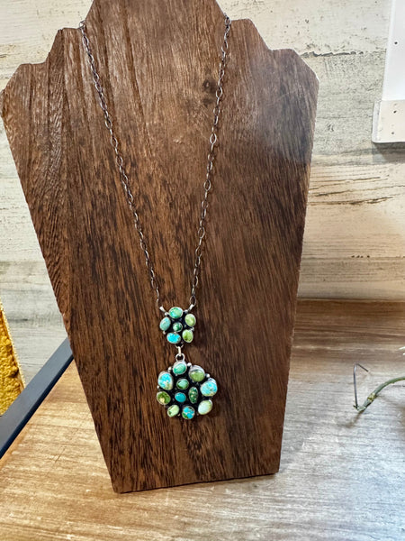 Turquoise Cluster Necklace-18"