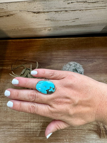 Kingman Turquoise Oval Ring- Adjustable