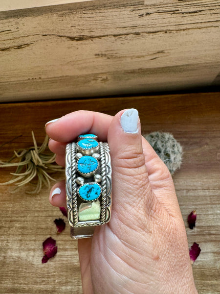 Multi Stone Kingman Turquoise Cuff Bracelet