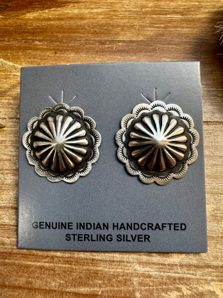 Smaller Sterling Silver Concho Stud Earrings