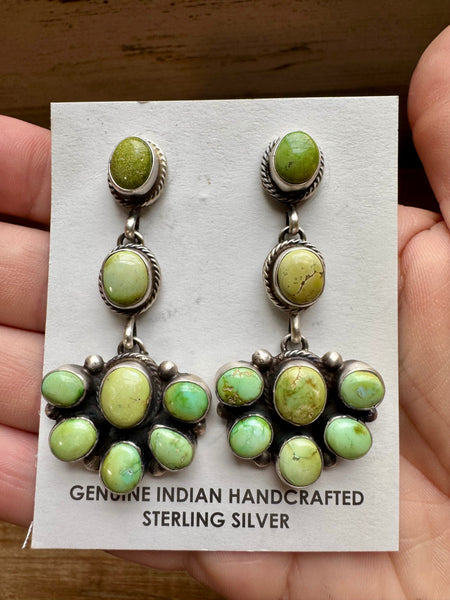 Large Sonoran Gold Turquoise Dangle Earrings