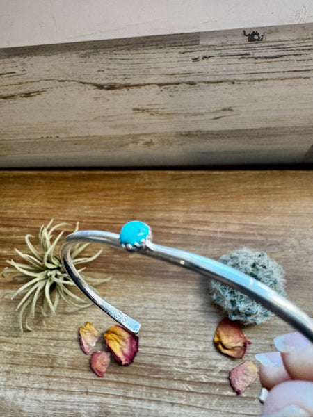 Dainty Kingman Turquoise and Sterling Silver Cuff