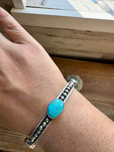 Kingman Turquoise and Sterling Silver Bangle Bracelet