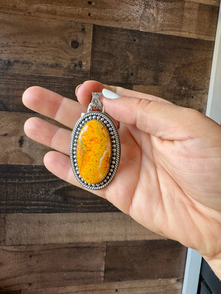 Bumblebee Jasper Oval Pendant