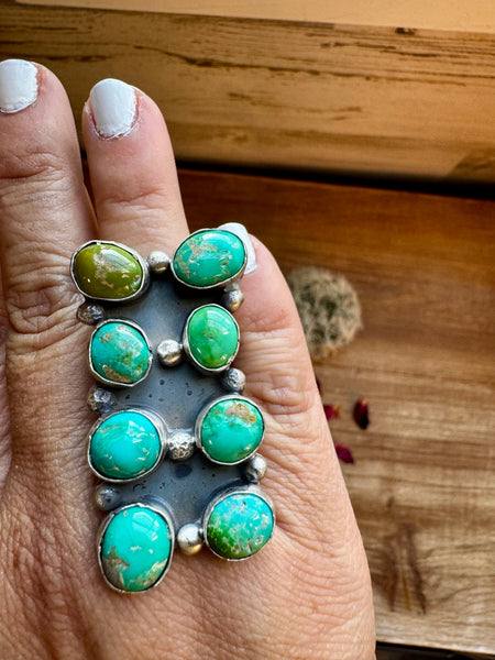 Large Mixed Turquoise Stone Ring- Adjustable