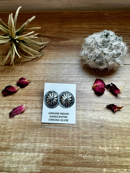 Smaller Sterling Silver Concho Stud Earrings