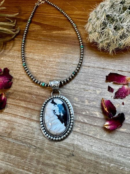 White Buffalo Oval Pendant