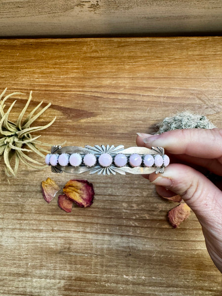 Pink Conch and Sterling Silver Cuff Bracelet