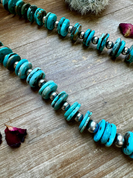 Turquoise and Sterling Silver Necklace-26"