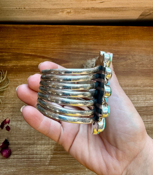 Sonoran Turquoise Cluster Cuff Bracelet