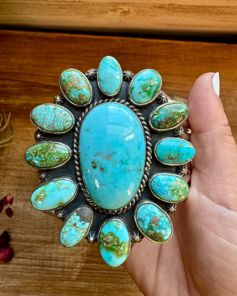 Sonoran Turquoise Cluster Cuff Bracelet