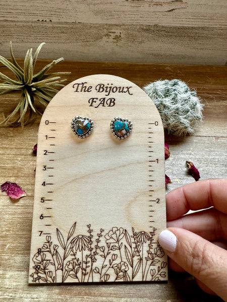 Spiny Oyster and Turquoise Heart Stud Earrings