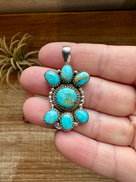 Multi Stone Kingman Turquoise Pendant