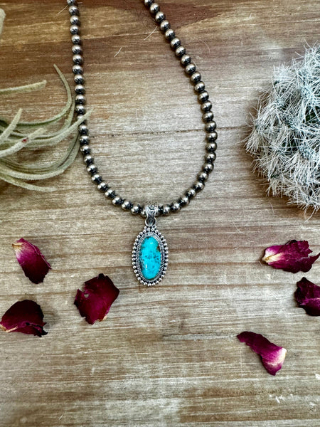 Long Turquoise Stone Pendant