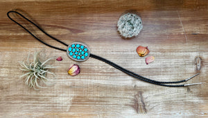 Kingman Turquoise Cluster Bolo Necklace