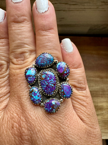 Purple Mojave Cluster Ring- Adjustable