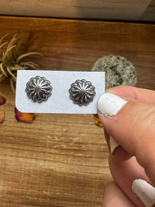 Mini Concho Sterling Silver Stud Earrings