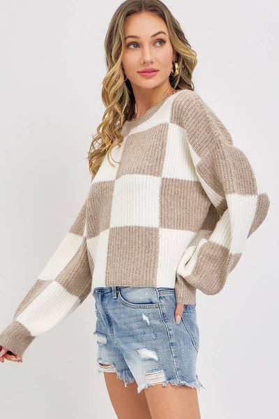 Checkered Mocha Sweater