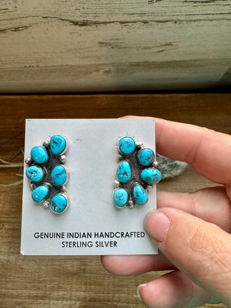 Large Turquoise Cluster Stud Earrings