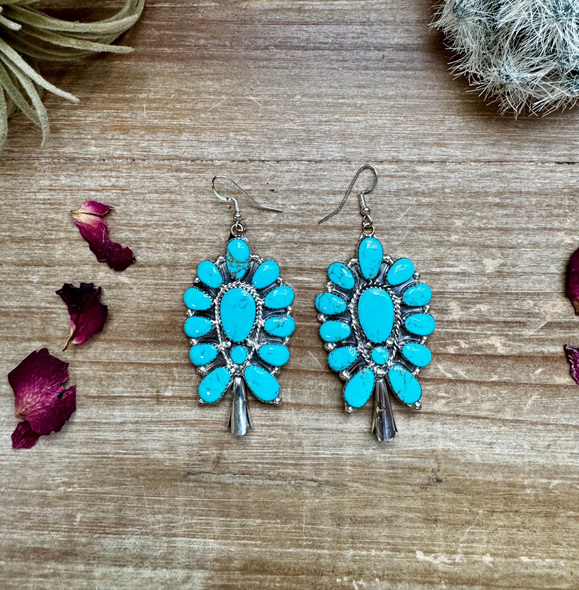 Turquoise Cluster Blossom Earrings