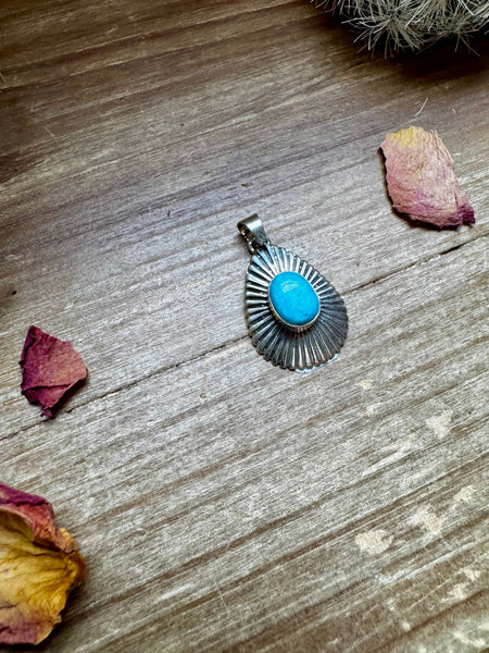 Kingman Turquoise Teardrop Pendant