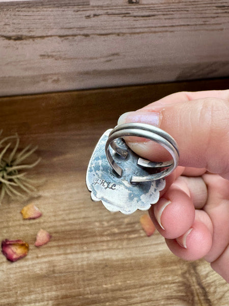 Pink Conch and Sterling Silver Ring -Size 7