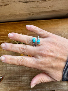 Kingman Turquoise and Sterling Silver Adjustable Band Ring