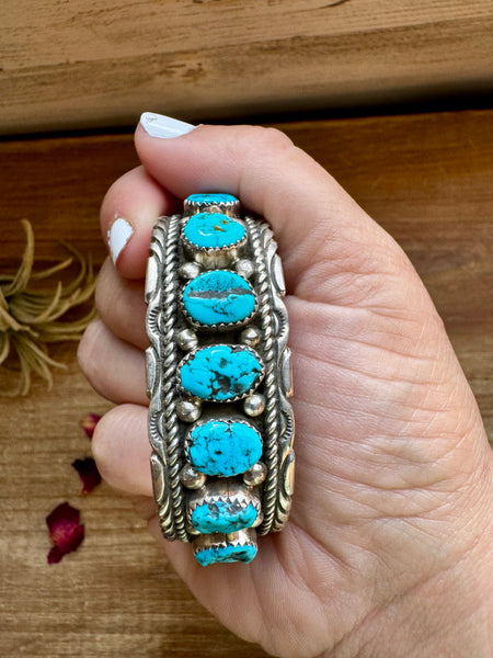 Multi Stone Kingman Turquoise Cuff Bracelet