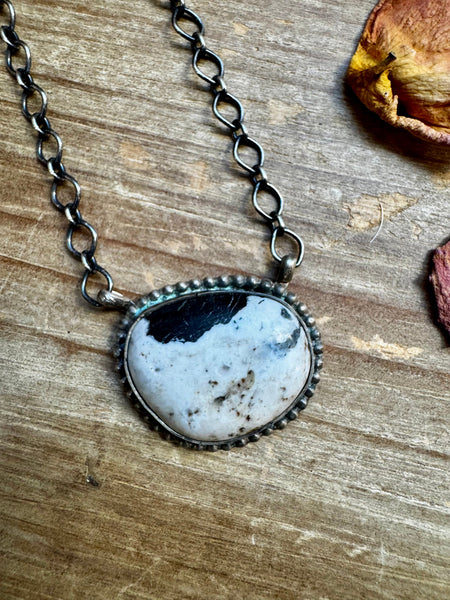 Round White Buffalo Bar Necklace