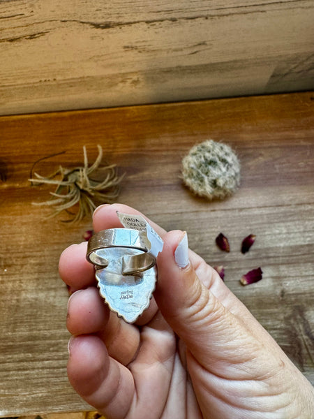 Prehnite Turquoise Ring- Adjustable