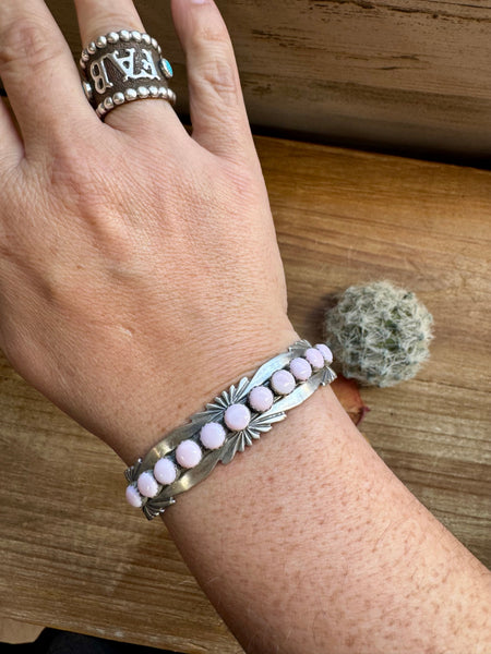 Pink Conch and Sterling Silver Cuff Bracelet