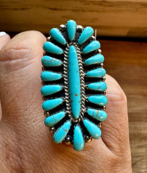 Kingman Turquoise Cluster Ring - Size 6