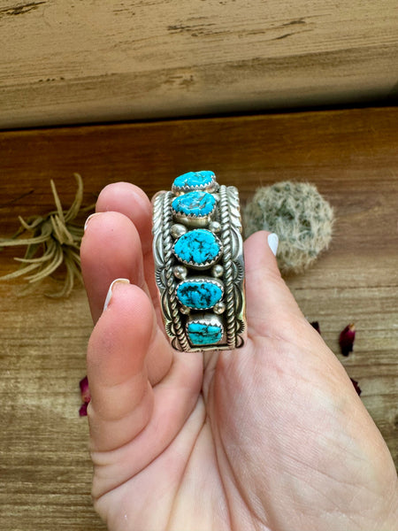 Multi Stone Kingman Turquoise Cuff Bracelet