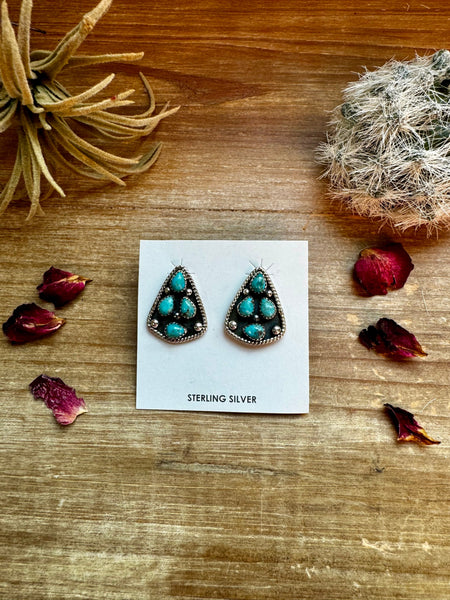 Cluster Kingman Turquoise Stud Earrings