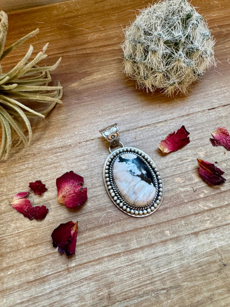 White Buffalo Oval Pendant