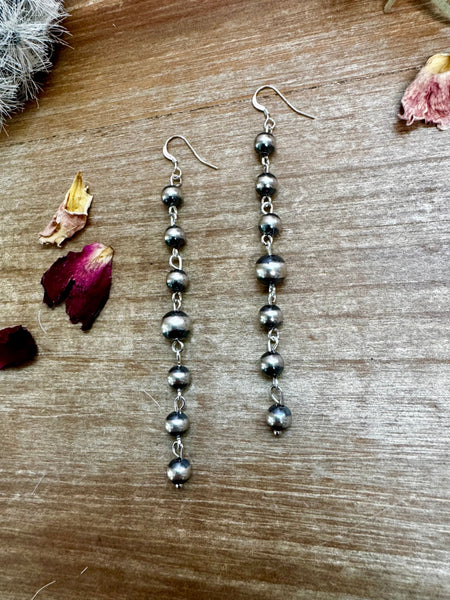 Sterling Silver Navajo Pearls Dangle Earrings