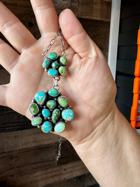 Turquoise Cluster Necklace-18"